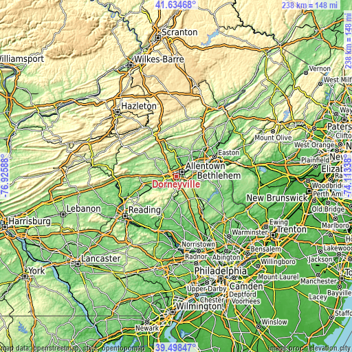 Topographic map of Dorneyville