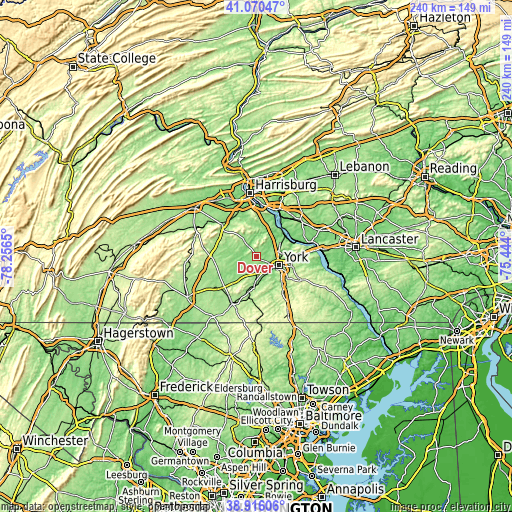 Topographic map of Dover