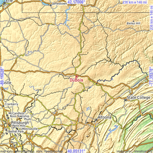 Topographic map of DuBois