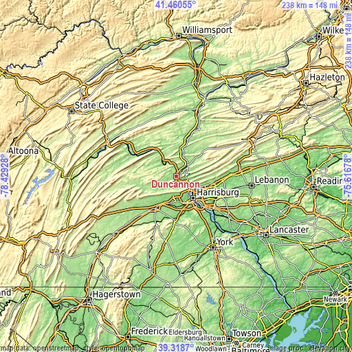 Topographic map of Duncannon