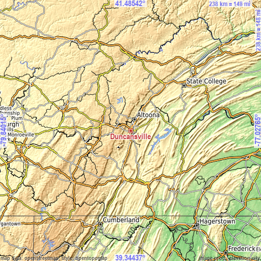 Topographic map of Duncansville