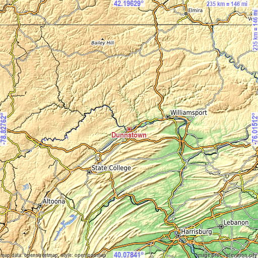 Topographic map of Dunnstown