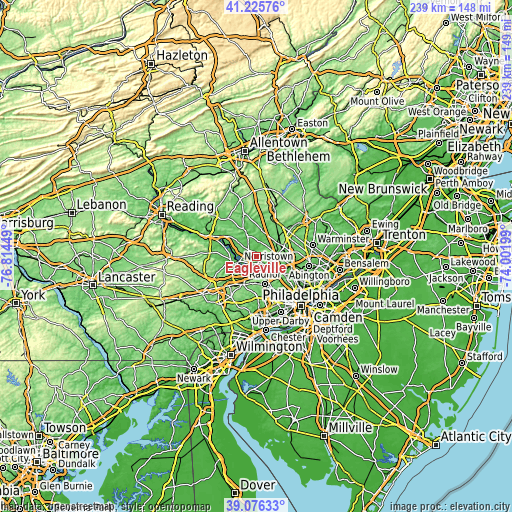 Topographic map of Eagleville