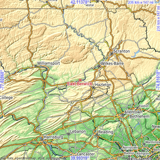 Topographic map of East Berwick