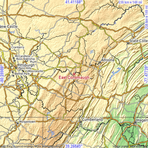 Topographic map of East Conemaugh