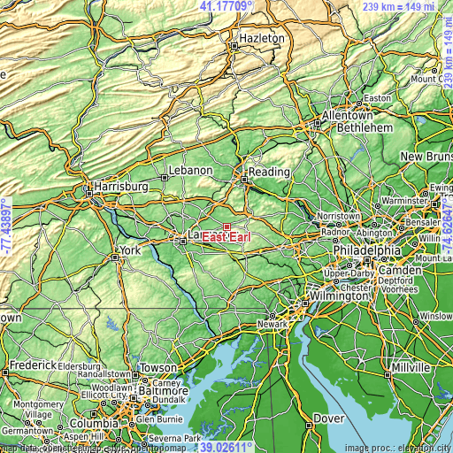 Topographic map of East Earl