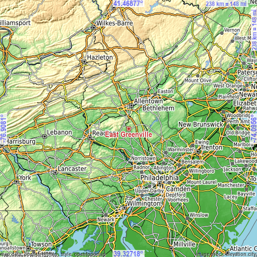 Topographic map of East Greenville