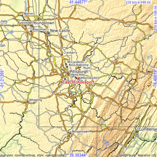 Topographic map of East McKeesport