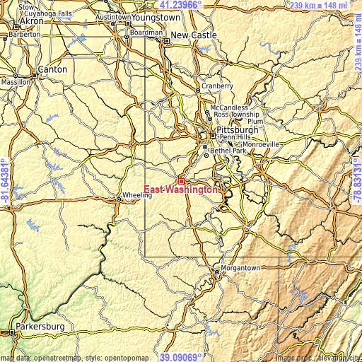 Topographic map of East Washington