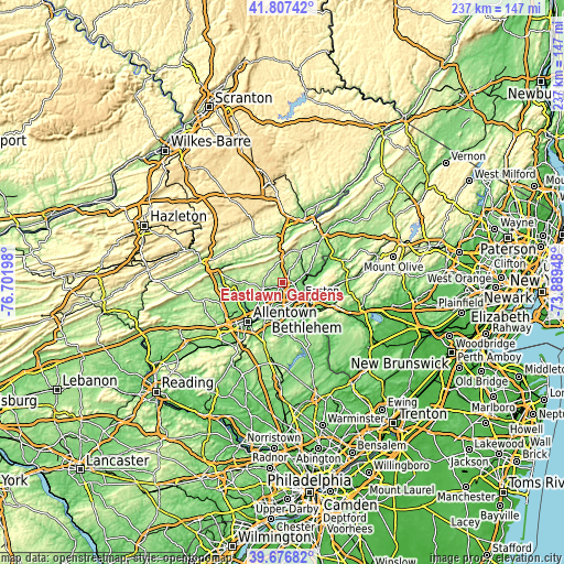 Topographic map of Eastlawn Gardens