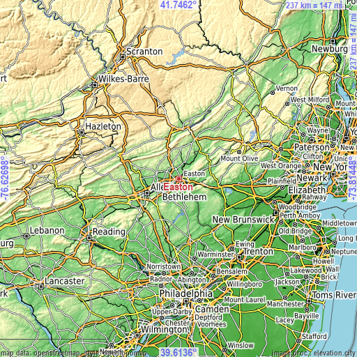 Topographic map of Easton