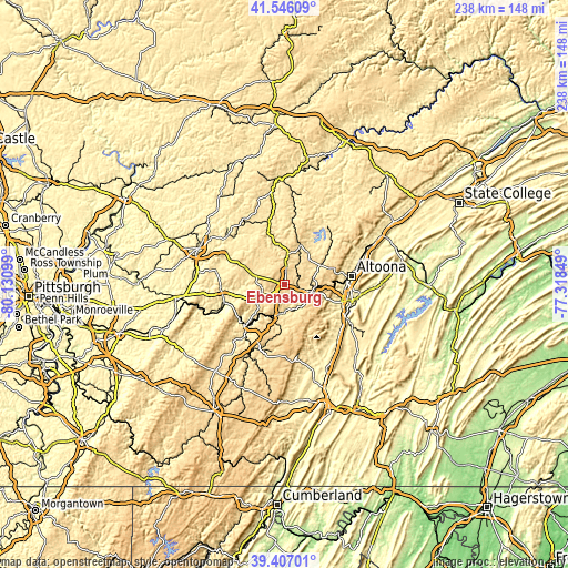 Topographic map of Ebensburg