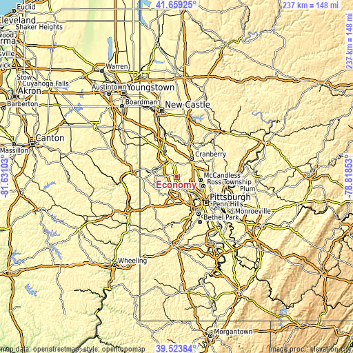 Topographic map of Economy