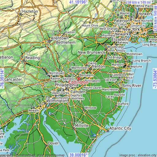 Topographic map of Eddington