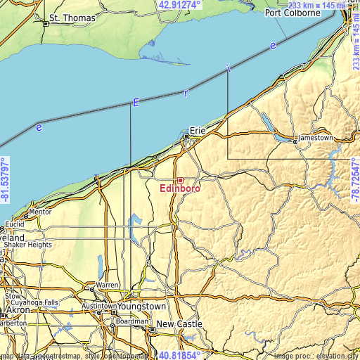 Topographic map of Edinboro