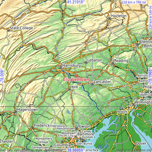 Topographic map of Elizabethtown