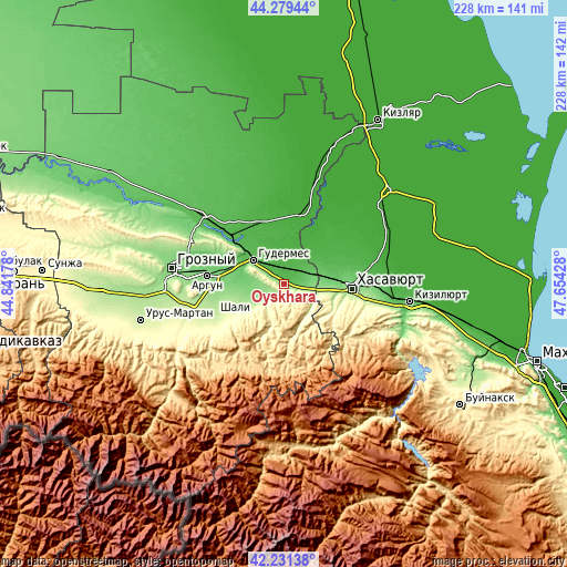 Topographic map of Oyskhara