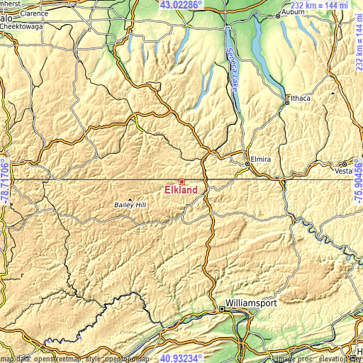 Topographic map of Elkland