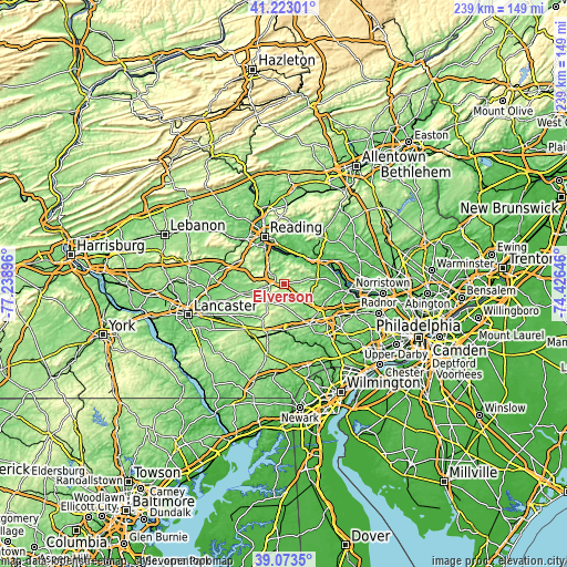 Topographic map of Elverson