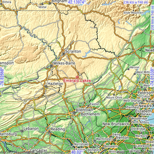 Topographic map of Emerald Lakes