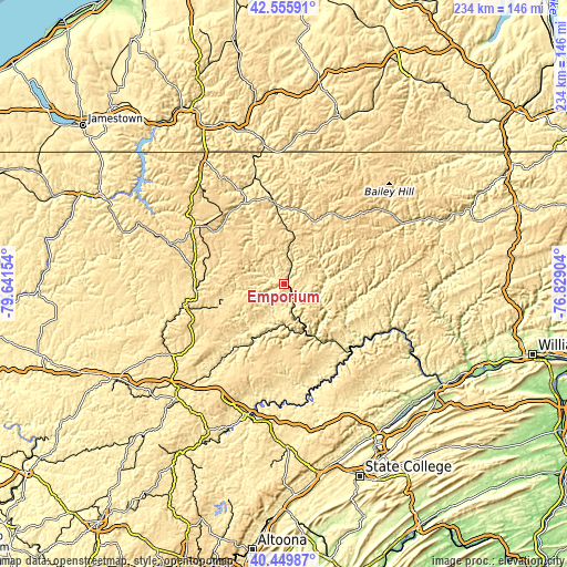 Topographic map of Emporium