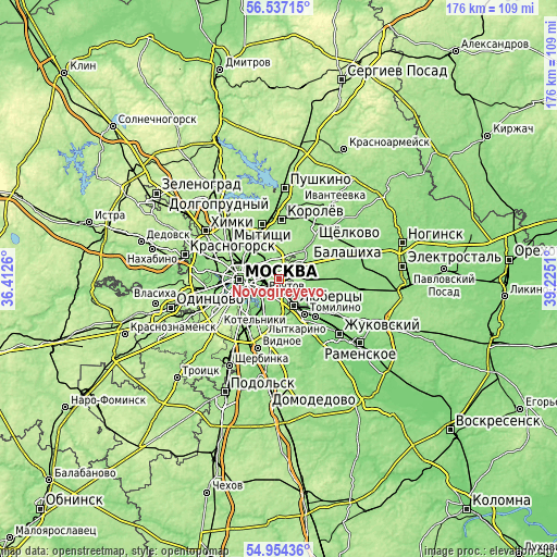Topographic map of Novogireyevo