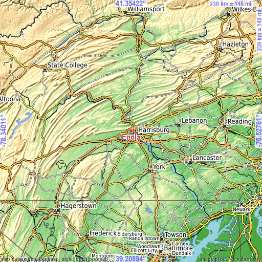 Topographic map of Enola