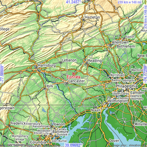 Topographic map of Ephrata