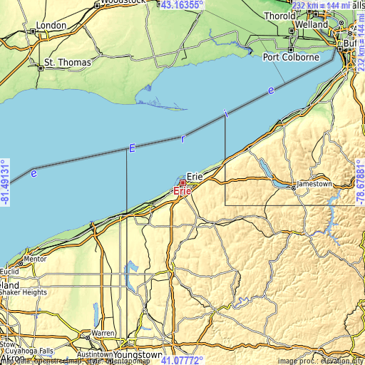 Topographic map of Erie