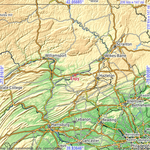 Topographic map of Espy