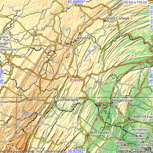 Topographic map of Everett