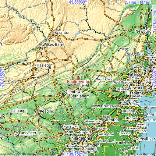 Topographic map of Factoryville