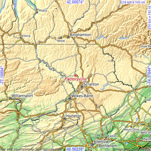 Topographic map of Factoryville