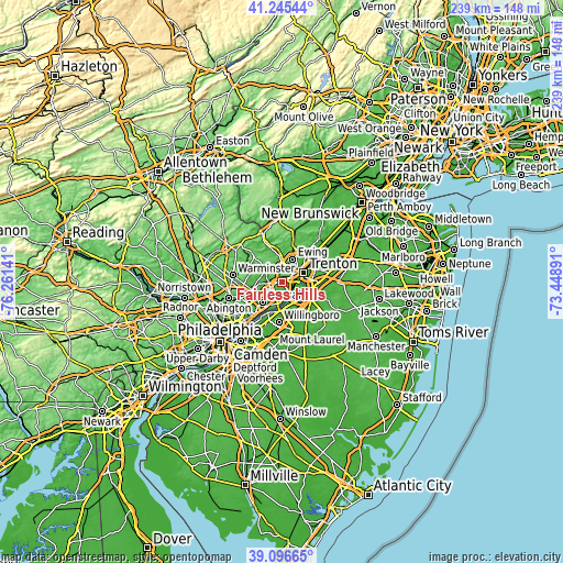 Topographic map of Fairless Hills