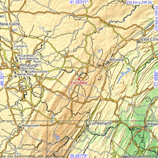 Topographic map of Ferndale