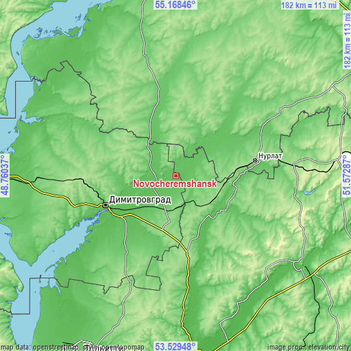 Topographic map of Novocheremshansk