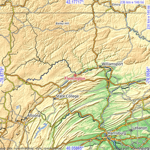 Topographic map of Flemington