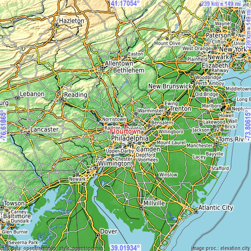 Topographic map of Flourtown