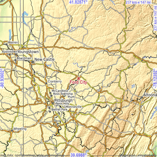 Topographic map of Ford City