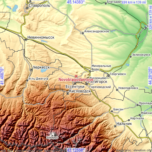 Topographic map of Novoblagodarnoye