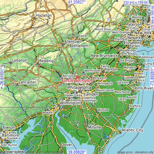 Topographic map of Fort Washington