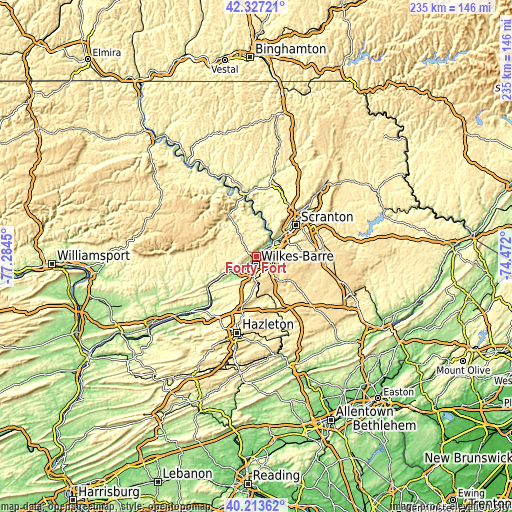 Topographic map of Forty Fort