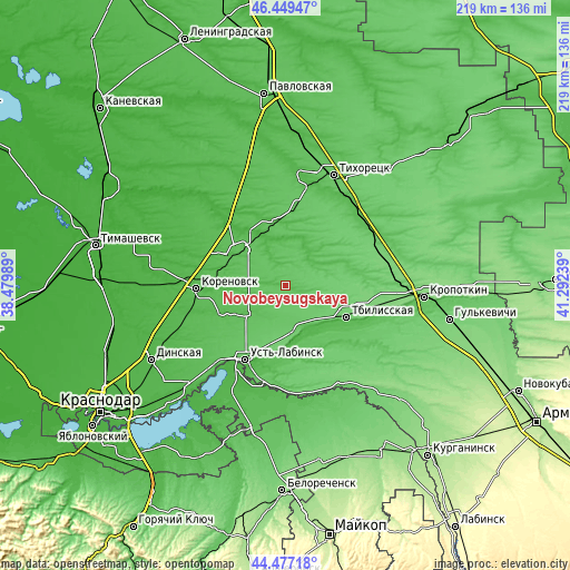 Topographic map of Novobeysugskaya