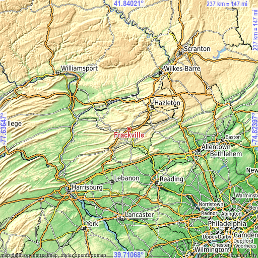 Topographic map of Frackville