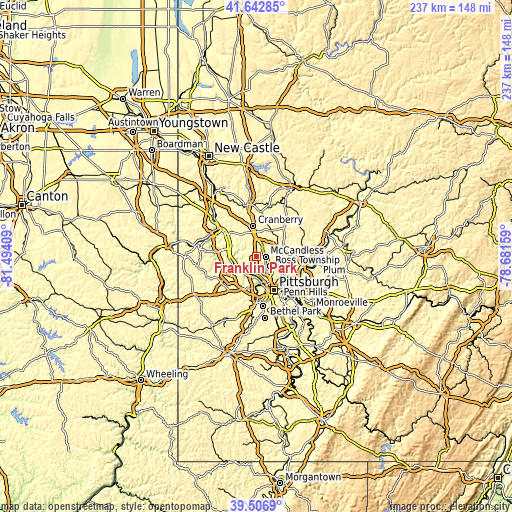 Topographic map of Franklin Park