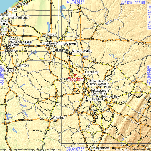 Topographic map of Freedom