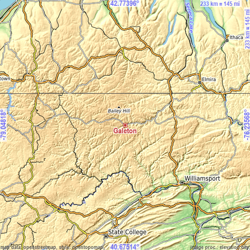 Topographic map of Galeton