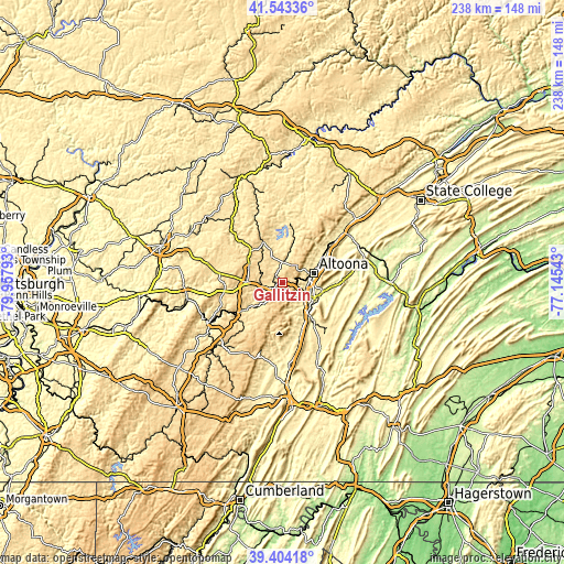 Topographic map of Gallitzin