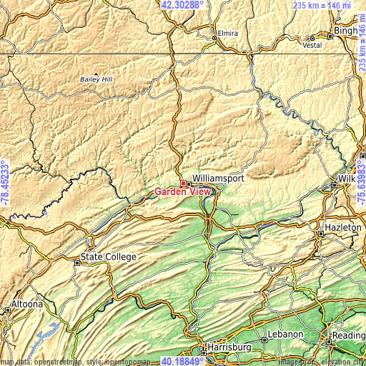 Topographic map of Garden View