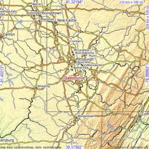 Topographic map of Gastonville